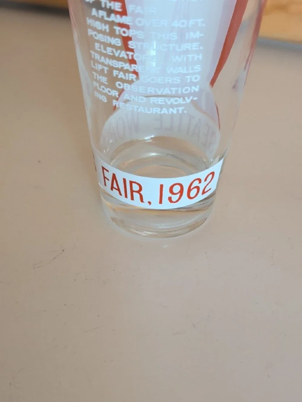 1962 Seattle World Fair Tower Red Graphic Pint Glass.